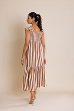 Load image into Gallery viewer, Brown Striped Cotton Maxi Dress

