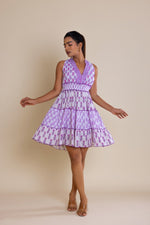 Load image into Gallery viewer, V-neck Block Print Short Dress
