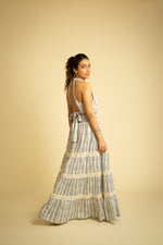 Load image into Gallery viewer, The Mykonos Halter Back Tie Up Maxi

