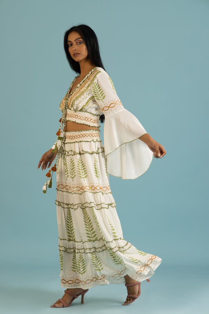 Miraya Hand-crafted Green Boho Cord-set