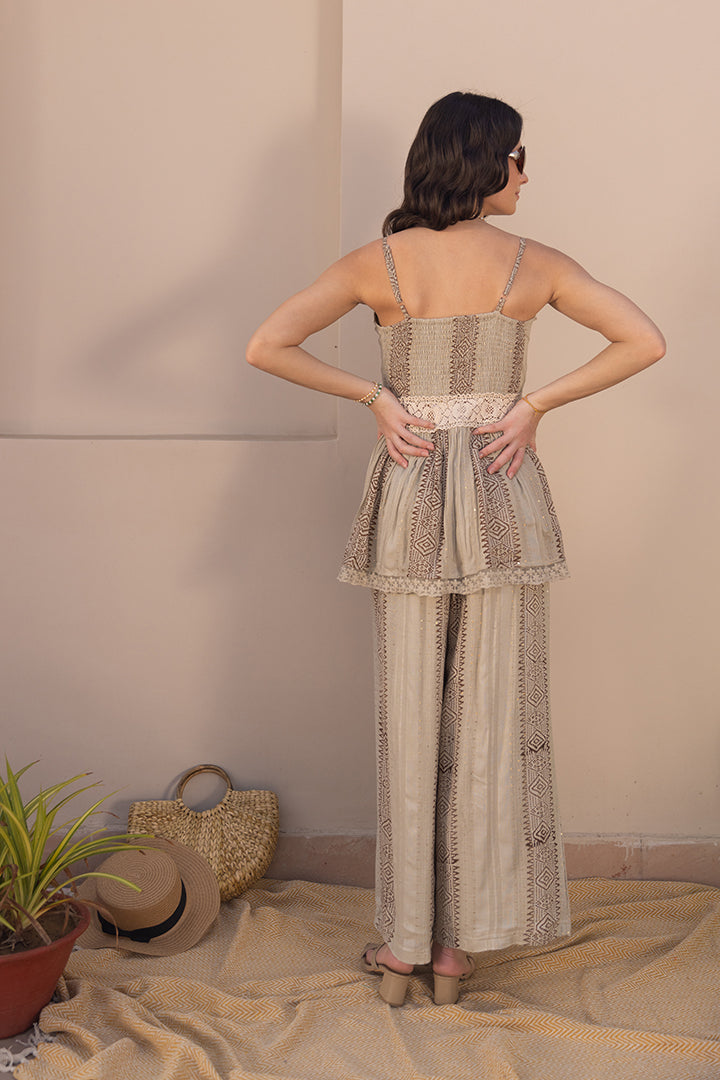 Reya Lace Sage Floral Cord Set