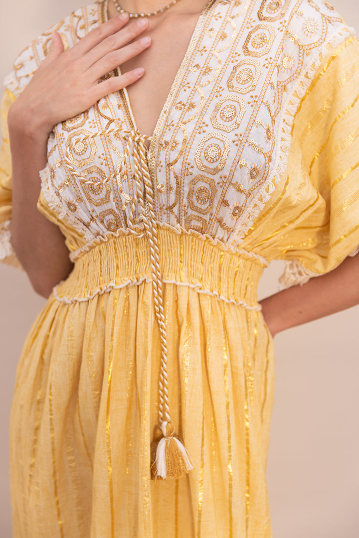 Zoya Laced Boho Kaftan-Style Resort Maxi
