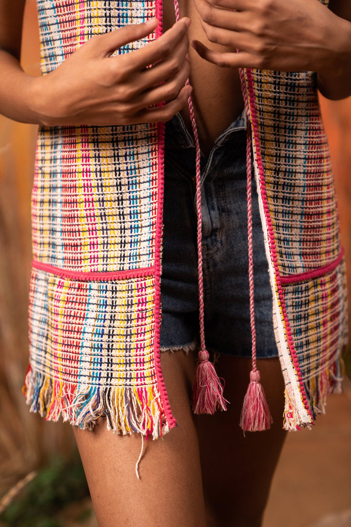 Afro Tweed Multi-color Frill Jacket - labelreyya