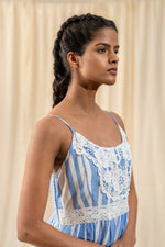 Load image into Gallery viewer, Stripe Blue Lace Maxi - labelreyya
