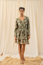 Load image into Gallery viewer, Afro Olive Tiered Dress - labelreyya
