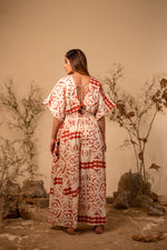 Load image into Gallery viewer, Beige And Rust Tribal Jumpsuit
