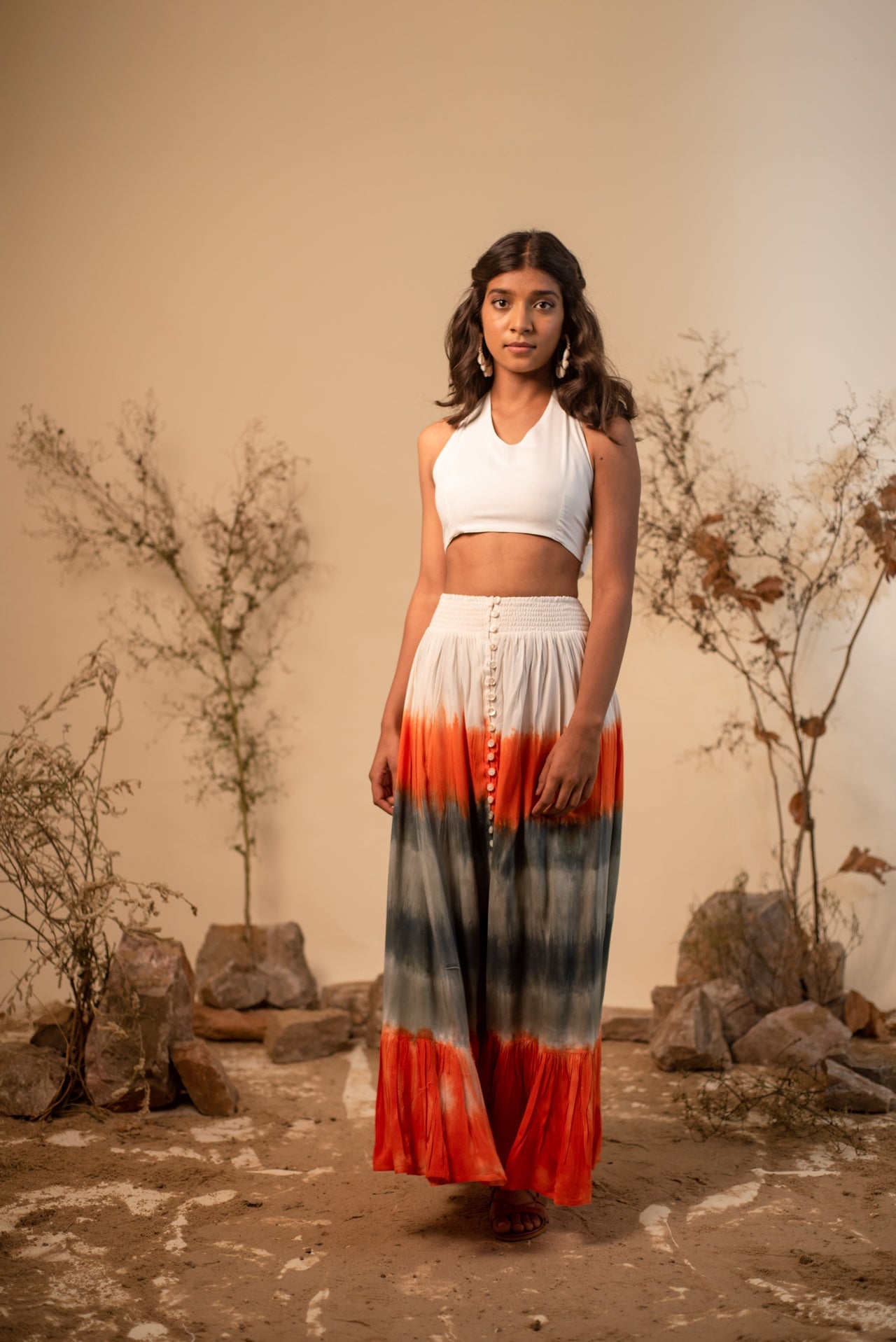 Printed Halter Neck Cami and Skirt Set main image 1