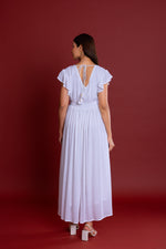 Load image into Gallery viewer, Bohemian White Button Down Maxi
