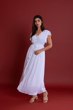 Load image into Gallery viewer, Bohemian White Button Down Maxi
