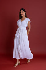 Load image into Gallery viewer, Bohemian White Button Down Maxi
