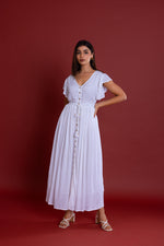 Load image into Gallery viewer, Bohemian White Button Down Maxi
