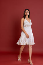 Load image into Gallery viewer, Off-White V-neck Crochet Dress