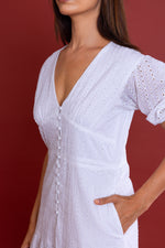 Load image into Gallery viewer, Off-white Schiffli Button Down  Dress
