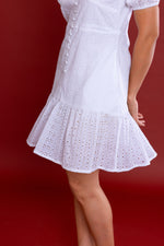Load image into Gallery viewer, Off-white Schiffli Button Down  Dress
