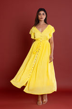 Load image into Gallery viewer, Bohemian Lemon Button Down Maxi