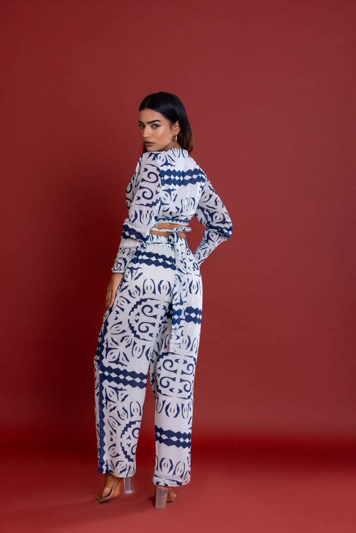 Off White And Navy Tribal Co-ord Set