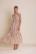 Load image into Gallery viewer, Brown Striped Cotton Maxi Dress
