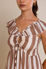 Load image into Gallery viewer, Brown Striped Cotton Maxi Dress
