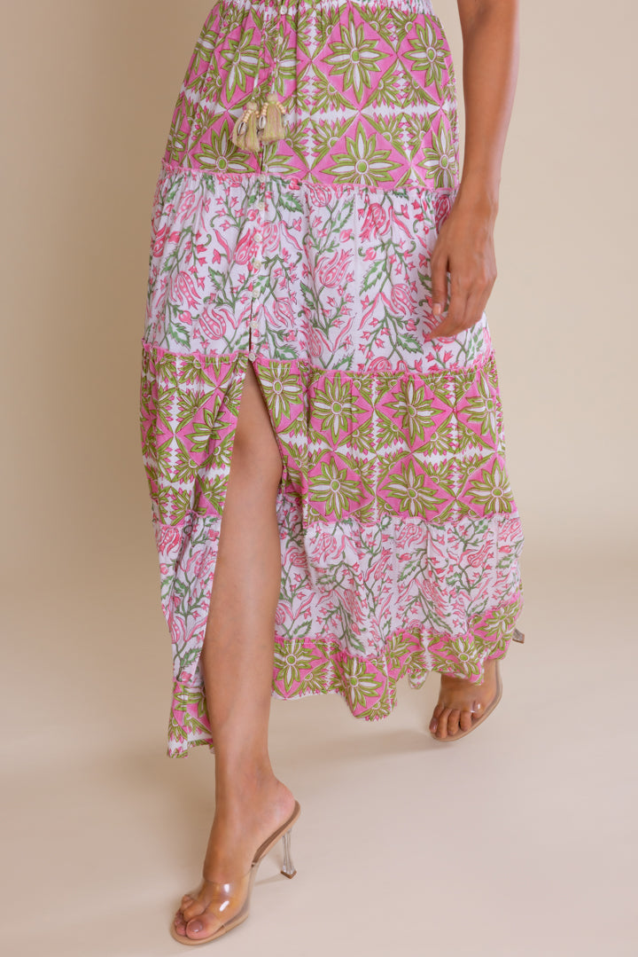 Foral Print V-neck Maxi Dress
