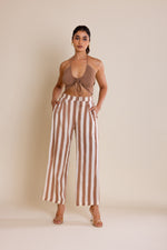 Load image into Gallery viewer, Brown Striped Cotton Co-ord Set
