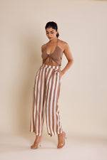 Load image into Gallery viewer, Brown Striped Cotton Co-ord Set
