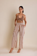 Load image into Gallery viewer, Brown Striped Cotton Co-ord Set
