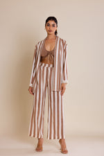 Load image into Gallery viewer, Brown Striped Cotton Co-ord Set