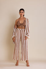 Load image into Gallery viewer, Brown Striped Cotton Co-ord Set
