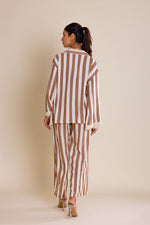 Load image into Gallery viewer, Brown Striped Cotton Co-ord Set
