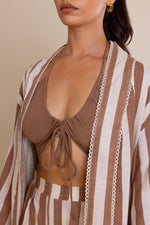 Load image into Gallery viewer, Brown Striped Cotton Co-ord Set
