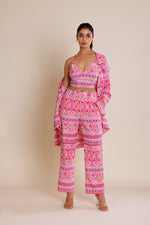 Load image into Gallery viewer, Fuchsia Abstract Printed Co-ord Set