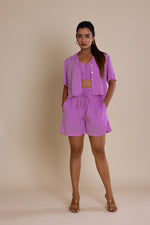 Load image into Gallery viewer, Solid Purple Boxy Fit Shirt Co-ord Set