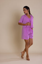 Load image into Gallery viewer, Solid Purple Boxy Fit Shirt Co-ord Set
