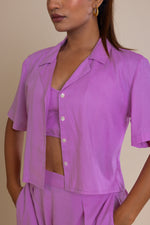 Load image into Gallery viewer, Solid Purple V-Neck Cord-set
