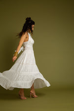 Load image into Gallery viewer, The Santorini Halter Back Tie Up Maxi
