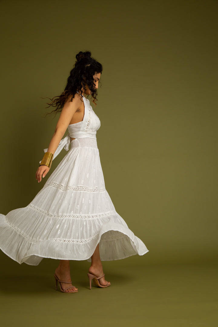 The Santorini Halter Back Tie Up Maxi