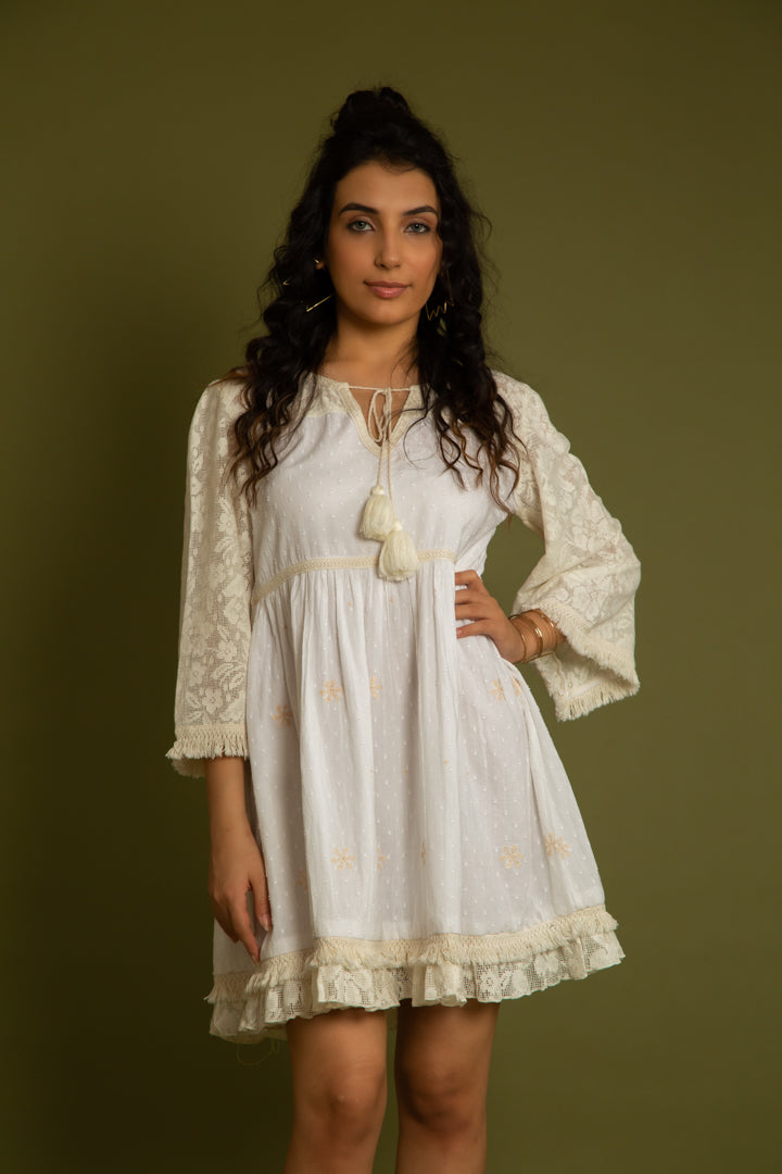 The Palma White Embroidery Dress
