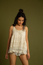 Load image into Gallery viewer, The Sicily Off White Net Embroidery Top
