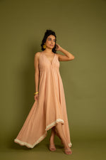 Load image into Gallery viewer, The Tenerife Peach &amp; Sage Green v Neck Backless Maxi
