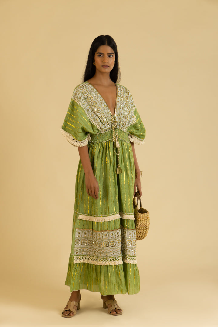Zoya Laced Boho Kaftan-Style Resort Maxi - labelreyya