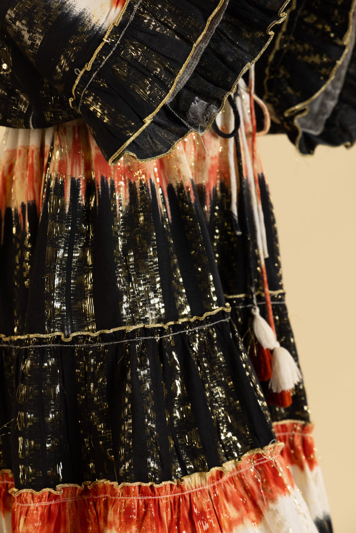 Layla Black Sunlit Ombré Boho Mini-Kaftan Dress