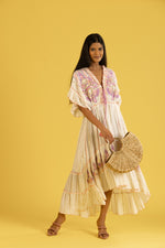 Load image into Gallery viewer, Alizah High-Low Purple Summer Wave Resort Kaftaan-Style Maxi

