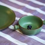 Load image into Gallery viewer, Murano Olive Green Breakfast Set of Plates and Bowles (Set of 6)