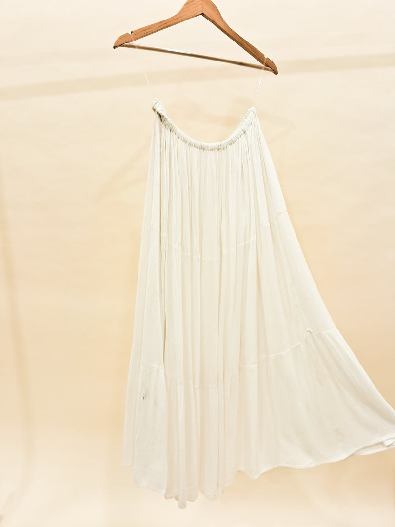 Boho White Tyred Skirt
