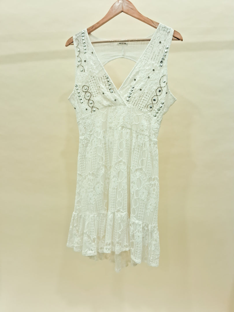 Back Open White Dress