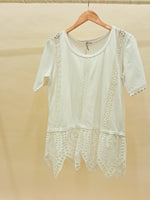 Load image into Gallery viewer, Boho White Round Neck Top
