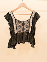 Load image into Gallery viewer, Black Boho Crop Top
