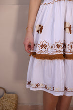 Load image into Gallery viewer, White Chain Embroidered Boho Dress
