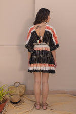 Load image into Gallery viewer, Layla Black Sunlit Ombré Boho Mini-Kaftan Dress
