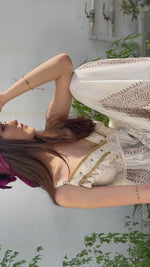 Load and play video in Gallery viewer, Boho off white lace co-ord set (Set of 2)
